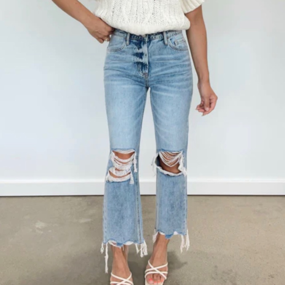 Vervet Vintage Wash Cropped Straight Denim Jeans